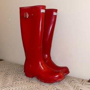 Hunter Rain Boots. Tall. Size 8. Bright red.